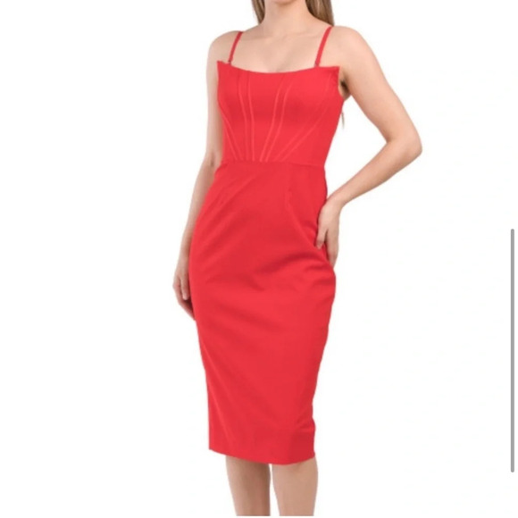 DRESS THE POPULATION Anthropologie Red Convertible Bustier XXL Evening Cocktail - Picture 3 of 14